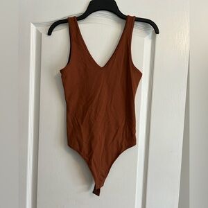 Abercrombie & Fitch Rust Brown V-Neck Women’s One-Piece Bodysuit